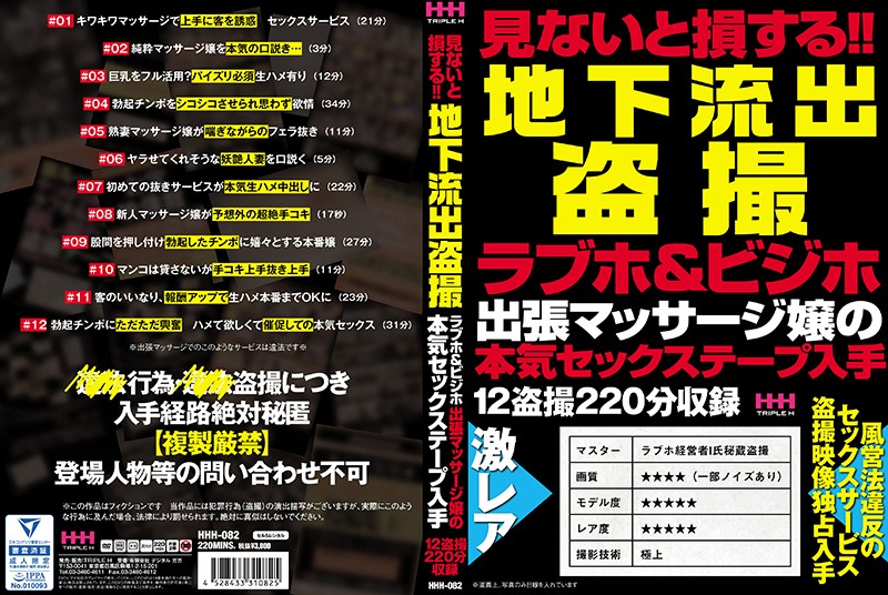 見ないと損する！！地下流出盗撮ラブホ＆ビジホ出張マッサージ嬢の本気セックステープ入手